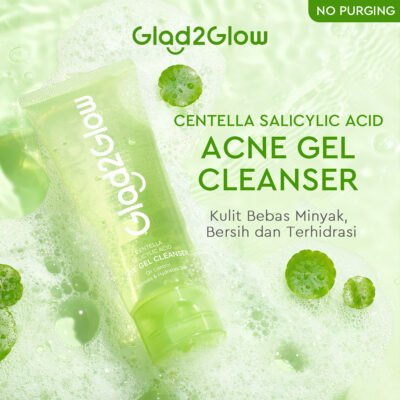 Glad2Glow Centella Salicylic Acid Acne Gel Cleanser 70ml  Facial Wash Face Wash Jerawat Komedo Sabun Cuci Muka Pembersih Wajah Face Cleanser Cuci Muka Sabun Muka Pencuci Muka