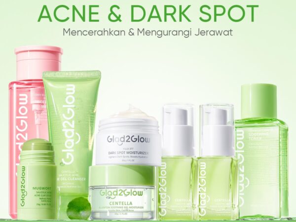 【8in1】Glad2Glow bundle 8 in 1 - Glowing Barrier Renew Retinol Anti-acne Dark spot Kit - Moisturizer Cleanser Toner Serum Clay mask - Body Scrub Acid Berjerawat Ceramide Cleanser Exfoliating Kering Membersihkan Mencerahkan Niacinamide Wajah