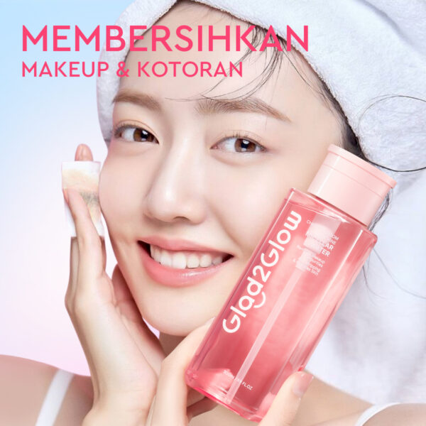 Glad2Glow Cherry Blossom Betaine Micellar Water 300 ml Glad2Glow Micellar Water g2g Makeup Remover Pembersih Make Up Micelar Water Facial Deep Cleansing Pembersih Riasan Lip Eye Face Makeup Remover Membersihkan Makeup Waterproof dan Kotoran