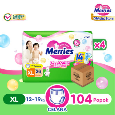 Merries Good Skin Pants Popok Perlengkapan Bayi XL26 isi 4 pcs (12-19kg) [Karton]