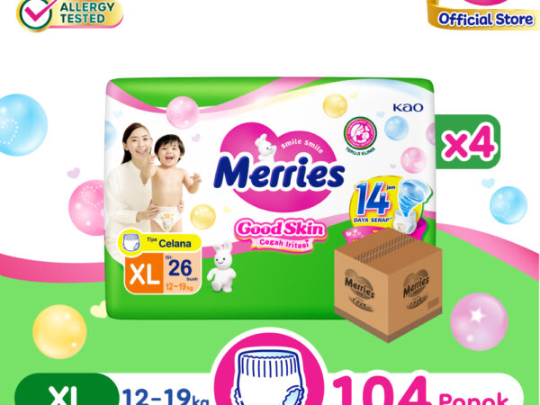 Merries Good Skin Pants Popok Perlengkapan Bayi XL26 isi 4 pcs (12-19kg) [Karton]