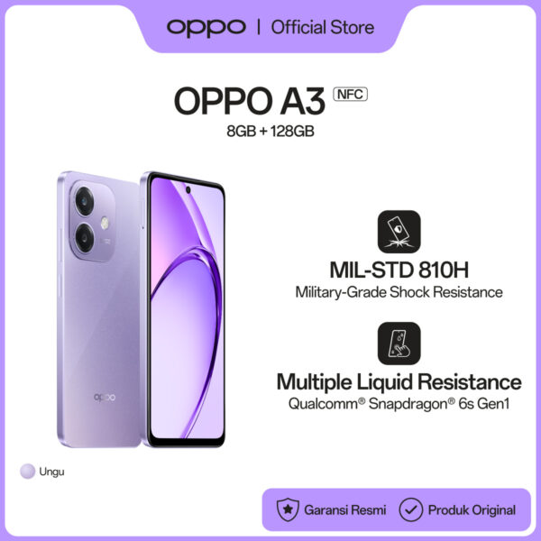 OPPO A3 8GB/128GB [Military Grade Shock Resistance Qualcomm Snapdragon 6s Gen1 45W SUPERVOOC 5100mAh Battery]