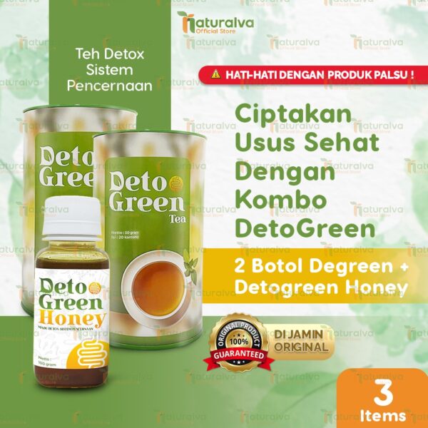 DetoGreen Bundling Super Hemat Teh dan Madu Sistem Pencernaan Membersihkan Usus Kotor Teh Diet Sehat