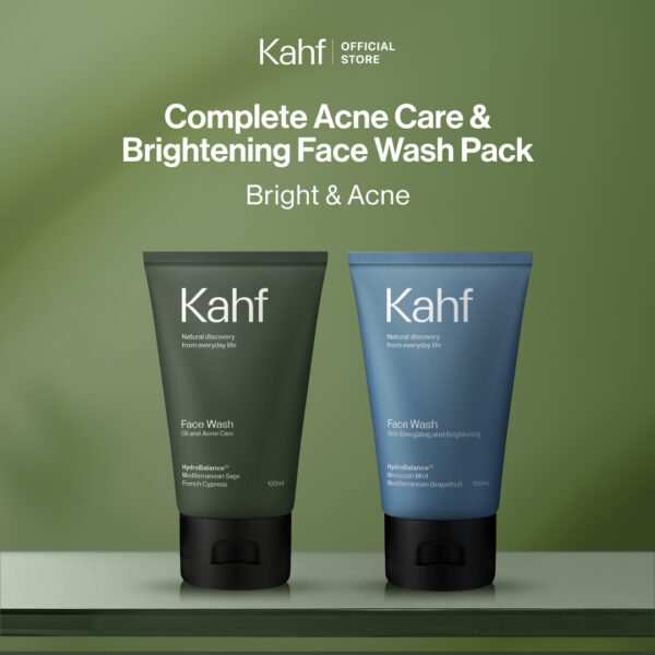 [SPECIAL BIG BRAND DAY] Kahf Complete Acne Care & Brightening Face Wash Pack 100 ml isi 2 pcs – Bundle Perawatan Wajah Pria – Kombinasi Sabun Cuci Muka Sesuai Kondisi Kulit