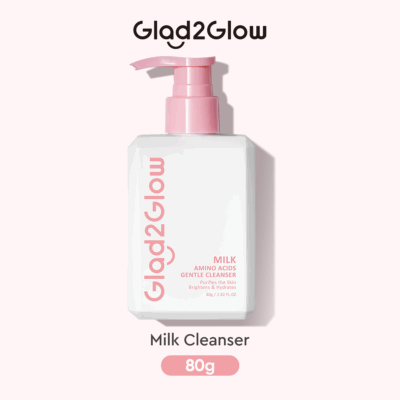 Glad2Glow Milk Amino Acids Brightening Cleanser 80ml Glad2Glow Face Wash Milk Cleanser G2G Cleansing Milk Gentle Facial Wash Sabun Cuci Muka Pembersih Wajah Face Cleanser Cuci Muka Sabun Muka Facial Foam Cleansing Sabun Facewash Pencuci Muka