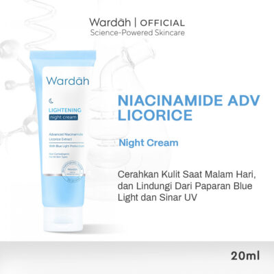 WARDAH Lightening 5% Niacinamide + Allantoin Night Cream - Krim Pelembab Malam dengan Niacinamide ADV + Glutathione yang Melembapkan Melindungi Menutrisi Menyamarkan Noda Hitam Mencerahkan Kulit Kusam Bekas Jerawat Belang - Skincare