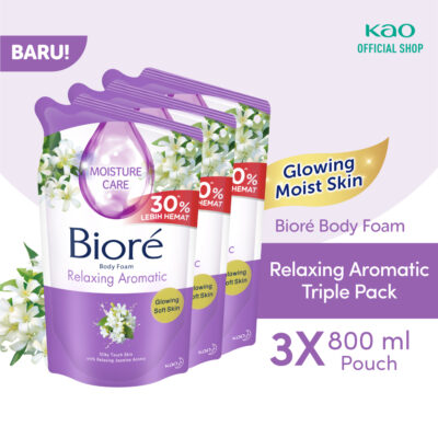 Biore Sabun Mandi Cair Body Foam Relaxing Aromatic Pouch 800ml x3