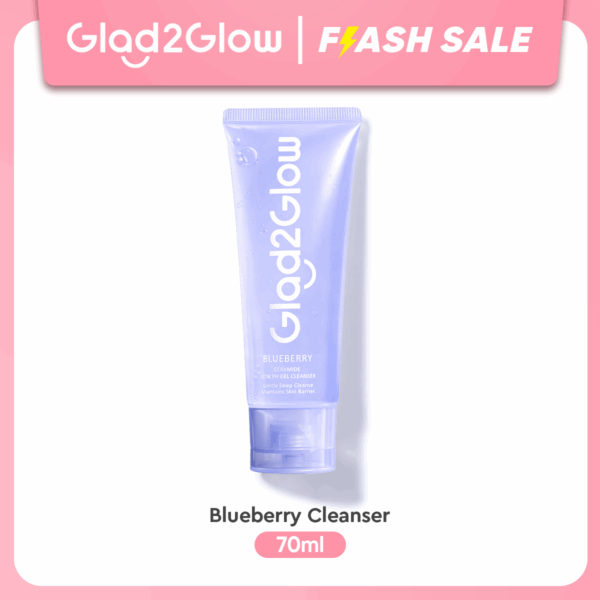Glad2Glow Blueberry Ceramide Low Ph Cleanser Gel Face Wash 70 ml G2G Facial Wash Face Wash Sabun Cuci Muka Pembersih Wajah Face Cleanser Cuci Muka Sabun Muka Facial Foam Cleansing Sabun Wajah Facewash Pencuci Muka Face Wash Facial Cleanser