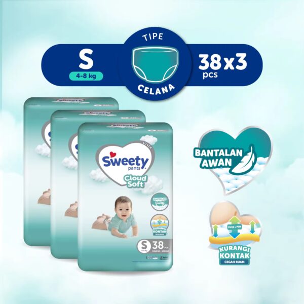 [Paket isi 3] Sweety Silver Pants Cloud Soft S38