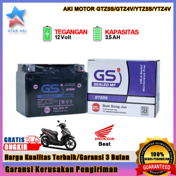 Aki Motor Honda Beat Vario110 Scoopy Aki Kering Accu Kering MF GTZ5S
