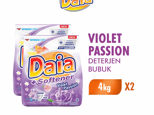 [Paket isi 2] Daia Deterjen Bubuk Violet 4kg