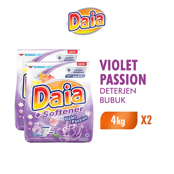 [Paket isi 2] Daia Deterjen Bubuk Violet 4kg