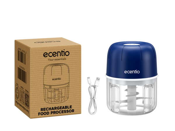ecentio Mini Chopper Blender 6 pisau 250/350/400ml Portable Penggiling Bumbu Dapur Portable Penumbuk bawang biru gelap-C