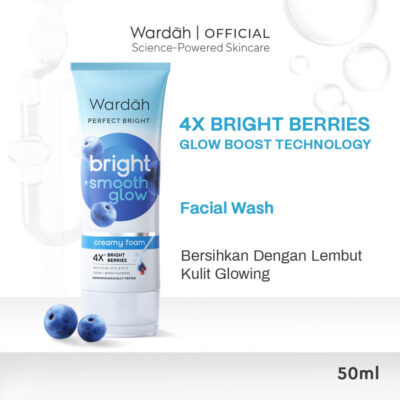 WARDAH Perfect Bright Creamy Foam Brightening + Smooth Glowing - Facial Wash untuk Semua Jenis Kulit Terutama Kulit Kering - Membersihkan dengan Lembut - Cerah Sehat Glowing Lebih Kenyal & Halus - Skincare