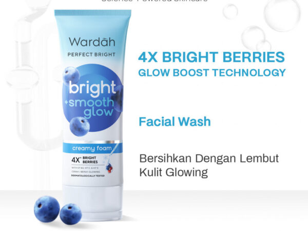 WARDAH Perfect Bright Creamy Foam Brightening + Smooth Glowing - Facial Wash untuk Semua Jenis Kulit Terutama Kulit Kering - Membersihkan dengan Lembut - Cerah Sehat Glowing Lebih Kenyal & Halus - Skincare