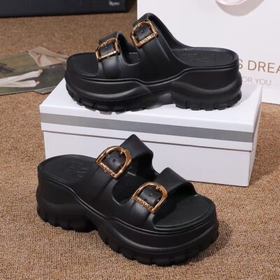 LAYTENY Sandal Wanita Wedges Tinggi Empuk Sandal Jelly Baim Sandal Wanita Kekinian Anti Slip Ringan