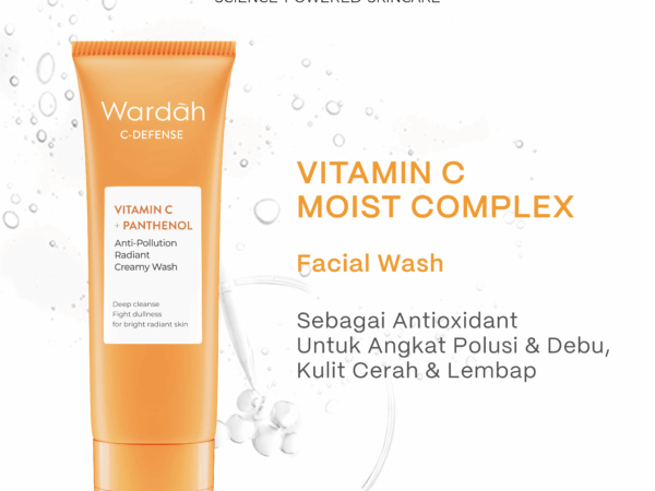 NEW! WARDAH C-defense Vitamin C + Panthenol Anti-Pollution Radiant Creamy Wash - Facial Wash dengan Vitamin C + Panthenol - Pembersih Wajah untuk Membantu Kulit Tampak Lebih Cerah dan Terlindungi dari Polusi - Untuk Semua Jenis Kulit - Skincare