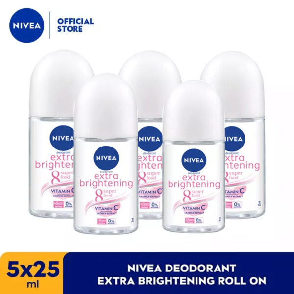 NIVEA Deodorant Roll On Extra Brightening 25ml x5