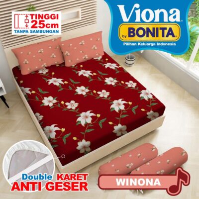 Sprei Viona By Bonita Ukuran King 180x200 T.25 - Sprey / Spray / Seprei Tinggi 25