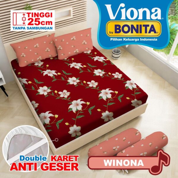 Sprei Viona By Bonita Ukuran King 180x200 T.25 - Sprey / Spray / Seprei Tinggi 25