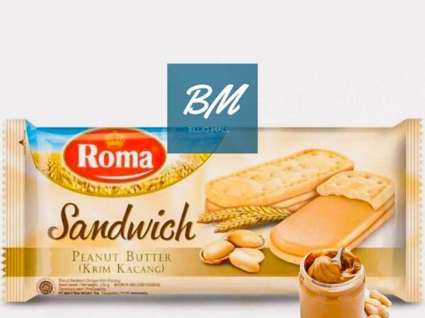 Roma Sandwich Biskuit Peanut Butter 216g - Biskuit Sandwich Isi Krim Lezat