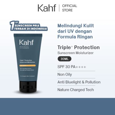 Kahf Sunscreen Moisturizer Triple+ Protection SPF 30 PA+++ 30 ml - Sunscreen Perawatan Wajah Pria - Suitable for Daily Use