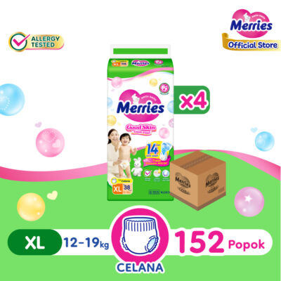 Merries Good Skin Pants Popok Perlengkapan Bayi XL38 isi 4 pcs (12-19kg) [Karton]