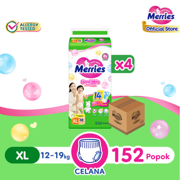 Merries Good Skin Pants Popok Perlengkapan Bayi XL38 isi 4 pcs (12-19kg) [Karton]