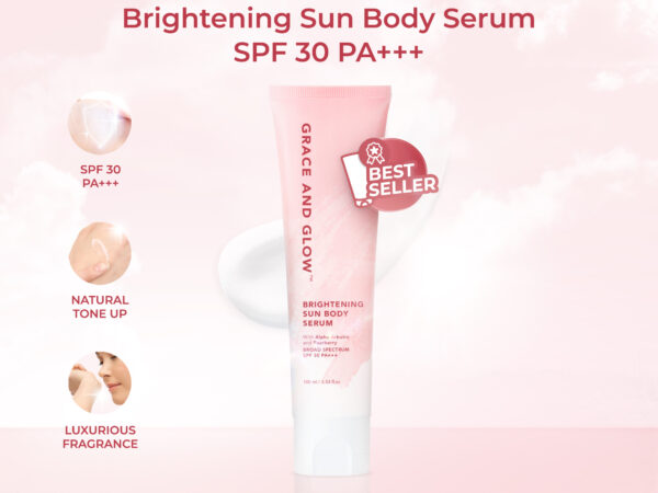 Grace and Glow Brightening Sun Lotion Body Serum SPF 30 PA+++ | Sunscreen | - Sunblock Badan Anti UV with Arbutin + Bearberry