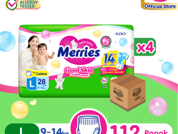 Merries Popok Bayi Good Skin Pants L28 isi 4 pcs (9-14kg) [Karton]