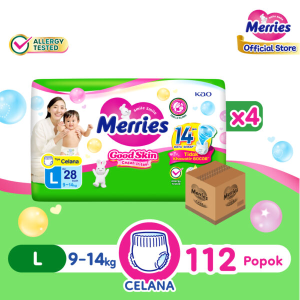 Merries Popok Bayi Good Skin Pants L28 isi 4 pcs (9-14kg) [Karton]