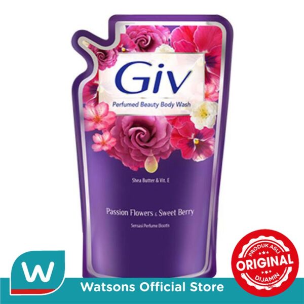 Giv Beauty Liquid Bodywash Ungu Passion Flowers & Sweet Berry Pouch 825 Ml