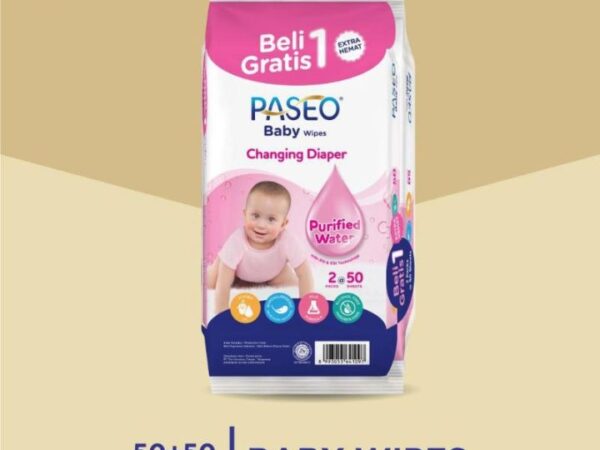Paseo Baby Wipes Buy 1 Get 1 50 Sheet | Tisu Basah | Tisu Basah Ganti Popok | BPOM | HALAL | Buatan Lokal