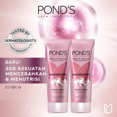 Ponds Bright Miracle Ultimate Clarity Niasorcinol Facial Foam 100gr x2