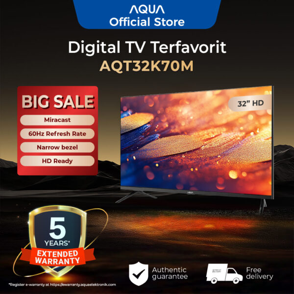 AQUA Digital TV 32 Inch FHD - Miracast - HD - USB Movie - HDMI Port 2 - AQT32K70M