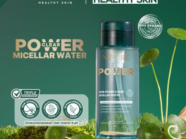 NPURE ACNE POWER CLEAR MICELLAR WATER 300ml/ No Alcohol / Paraben FREE / Cocok untuk Semua Jenis Kulit