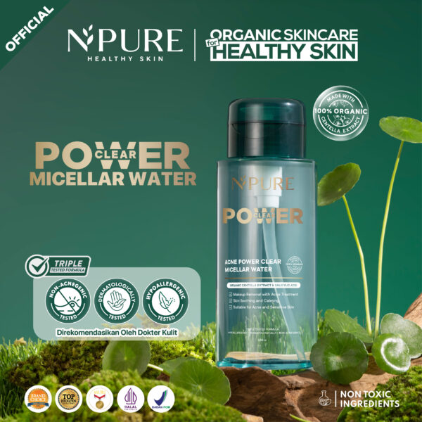 NPURE ACNE POWER CLEAR MICELLAR WATER 300ml/ No Alcohol / Paraben FREE / Cocok untuk Semua Jenis Kulit