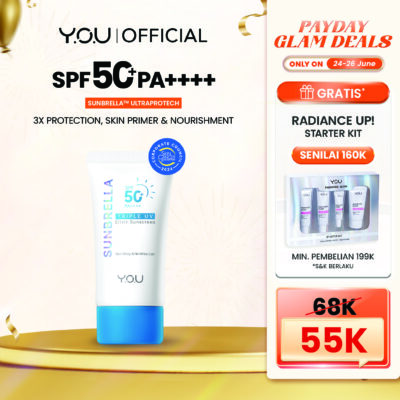 YOU Sunbrella Triple UV Elixir Sunscreen SPF50+ PA++++ Tabir Surya Oil Control untuk Kulit Berminyak UVA UVB Blue Light Oily Skin