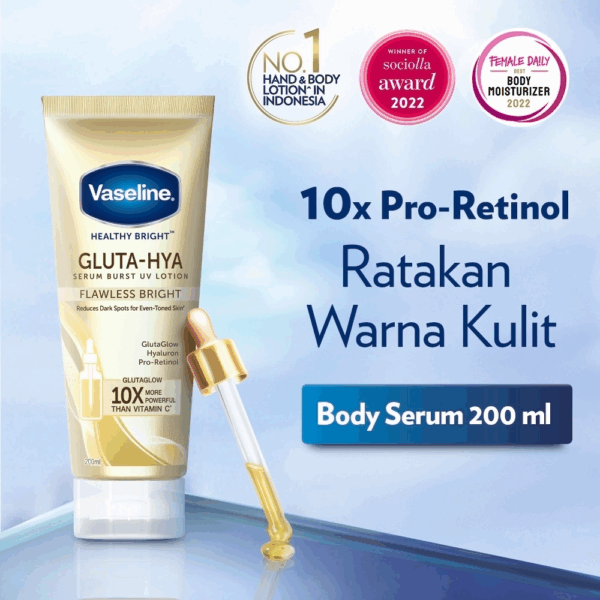 Vaseline Healthy Bright​ Gluta Hyaluron Niacinamide Serum Uv Lotion Flawless Bright 200ml