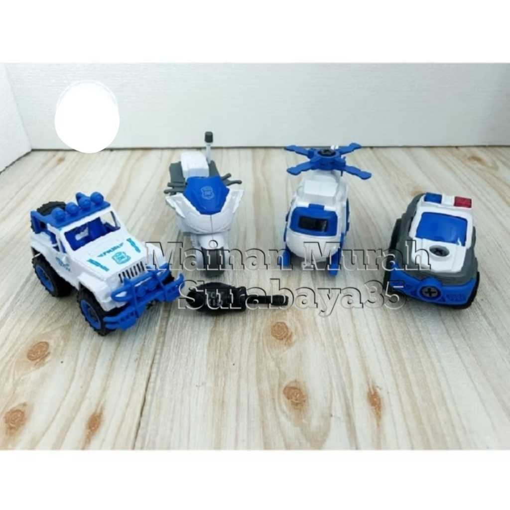 DIY Police Car Toy Building Set