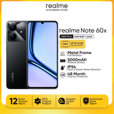 realme note 60x 4+8/64GB 5000mAh Battery | IP54 | Armor Shell | 45 Watt Charger