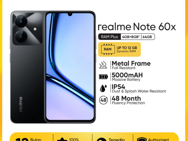 realme note 60x 4+8/64GB 5000mAh Battery | IP54 | Armor Shell | 45 Watt Charger