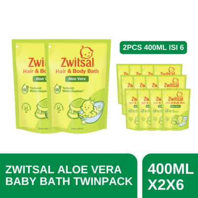 ZWITSAL Baby Bath Hair and Body 400ml Twinpack isi 6 (1 Carton)