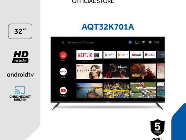 AQUA Smart TV 32 Inch FHD - Android 11 - Bezel Less - Android Devices IoT Hub - Google Playstore - Built-in Chromecast - Bluetooth Connectivity - AQT32K701A