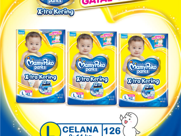 MamyPoko Pants X-tra Kering ukuran L42 x3 (9-14kg)